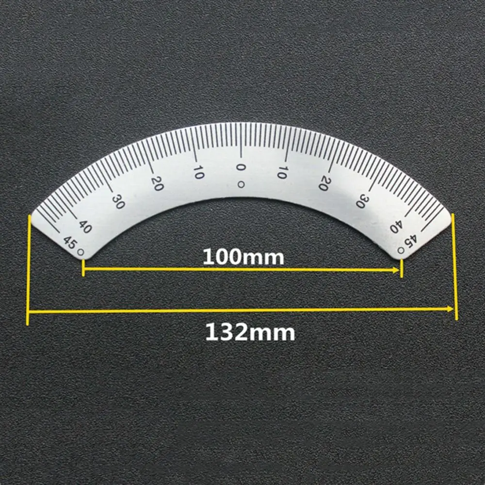 금속 45-0-45 ° 각도기, 목공 눈금자 밀링 머신 부품, 원형 아크 각도기 측정 도구, 체중계 눈금자