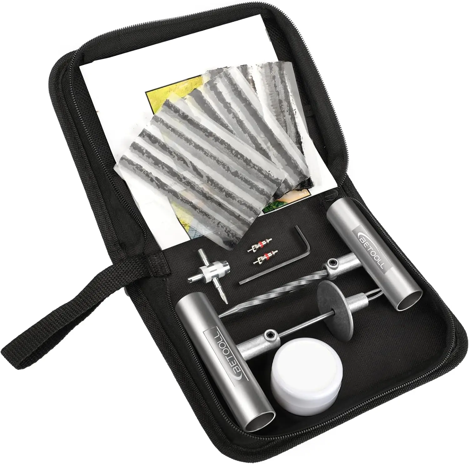 

24 Pcs Universal Tire Repair Kit for Car, Truck, SUV, ATV, Motorcycle - Heavy Duty Emergency Flat Tire Fix Tool