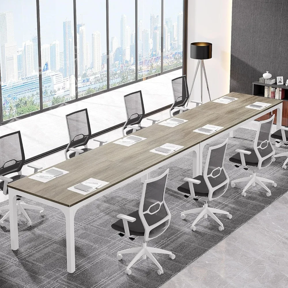 Conference Table Set of 2, Large Rectangle Meeting Seminar Table Set for 10-14 Person, Long Business Tables (Only Table)