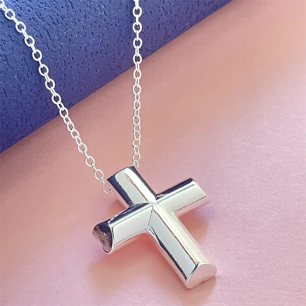 925 Silver Snake Chain Cross Pendant, Suitable For Men And Women To Wear Daily