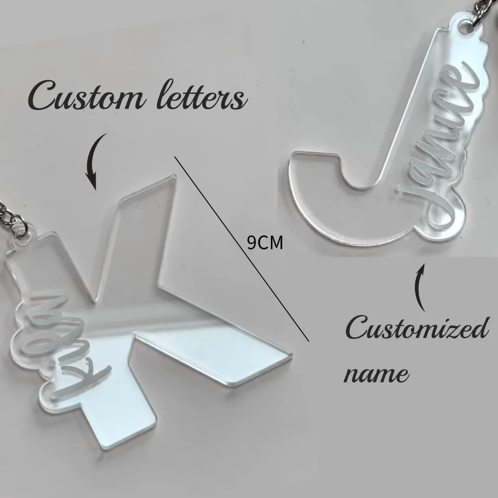 Custom Transparent Acrylic Keychain Personalized Cut Uppercase Letters Name Home Decoration Gift Portable Custom Key Chain image 2