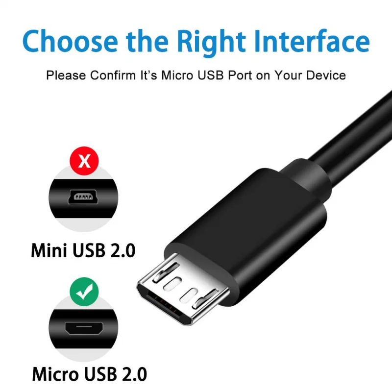 Micro USB Fast Charging Short Data Cable 0.2m for Samsung Xiaomi Android Phone Charge Cable Wire Camera Monitor Data Cord 2m 3m