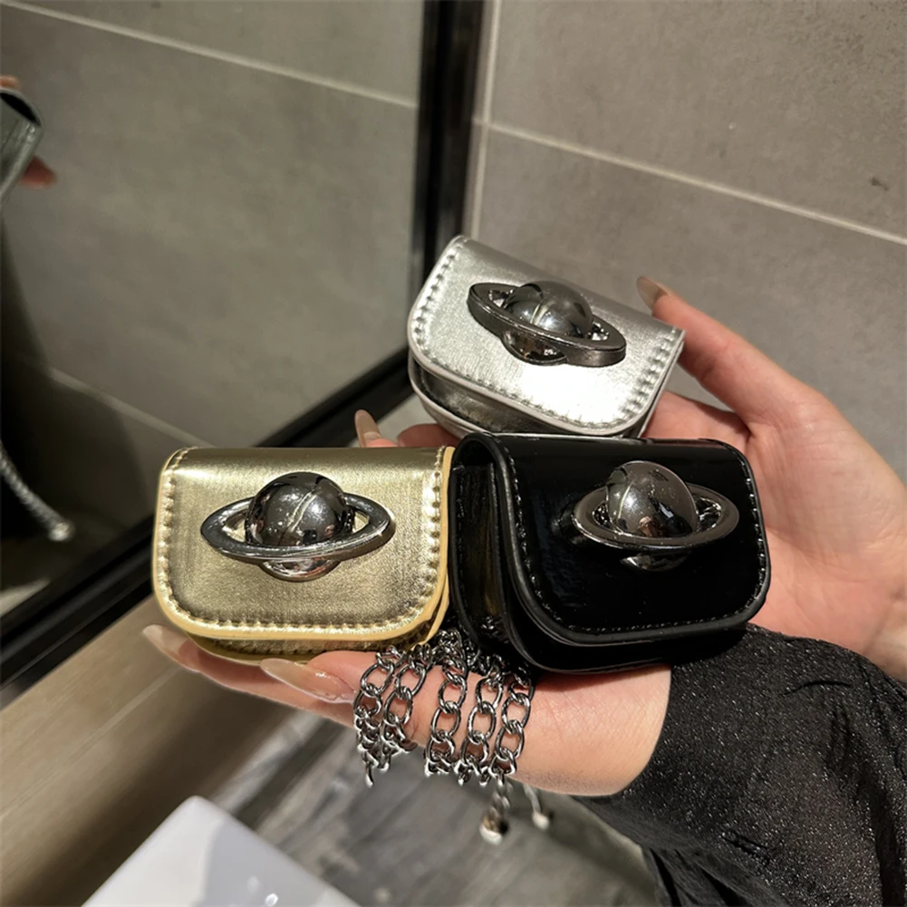 

Мини-сумка с принтом планеты, модная мини-сумка на цепочке из искусственной кожи, портативный кошелек для монет, сумка через плечо с поясным ремнем, украшение для женщин и девочек