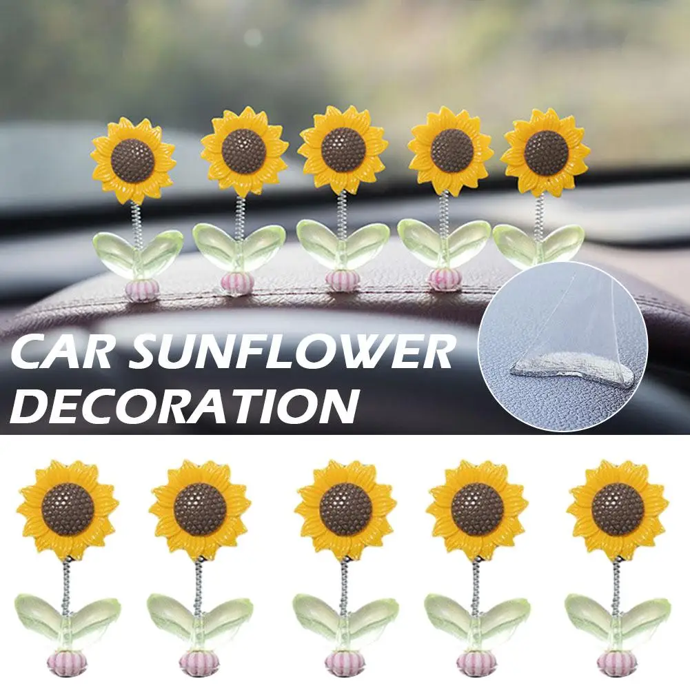 Car Center Console Spring Toys Car Rearview Mirror Accessories Decorative Sunflower Decorations Swinging M3k7