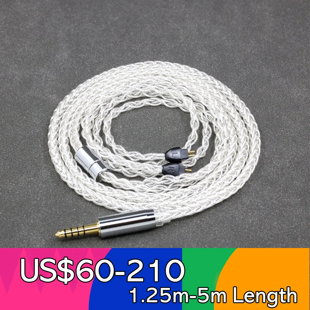 8 Core 99% 7n Pure Silver Palladium Earphone Cable  For AUDEZE iSINE 10 20 LX LCDi3 LCDi4 LN008398