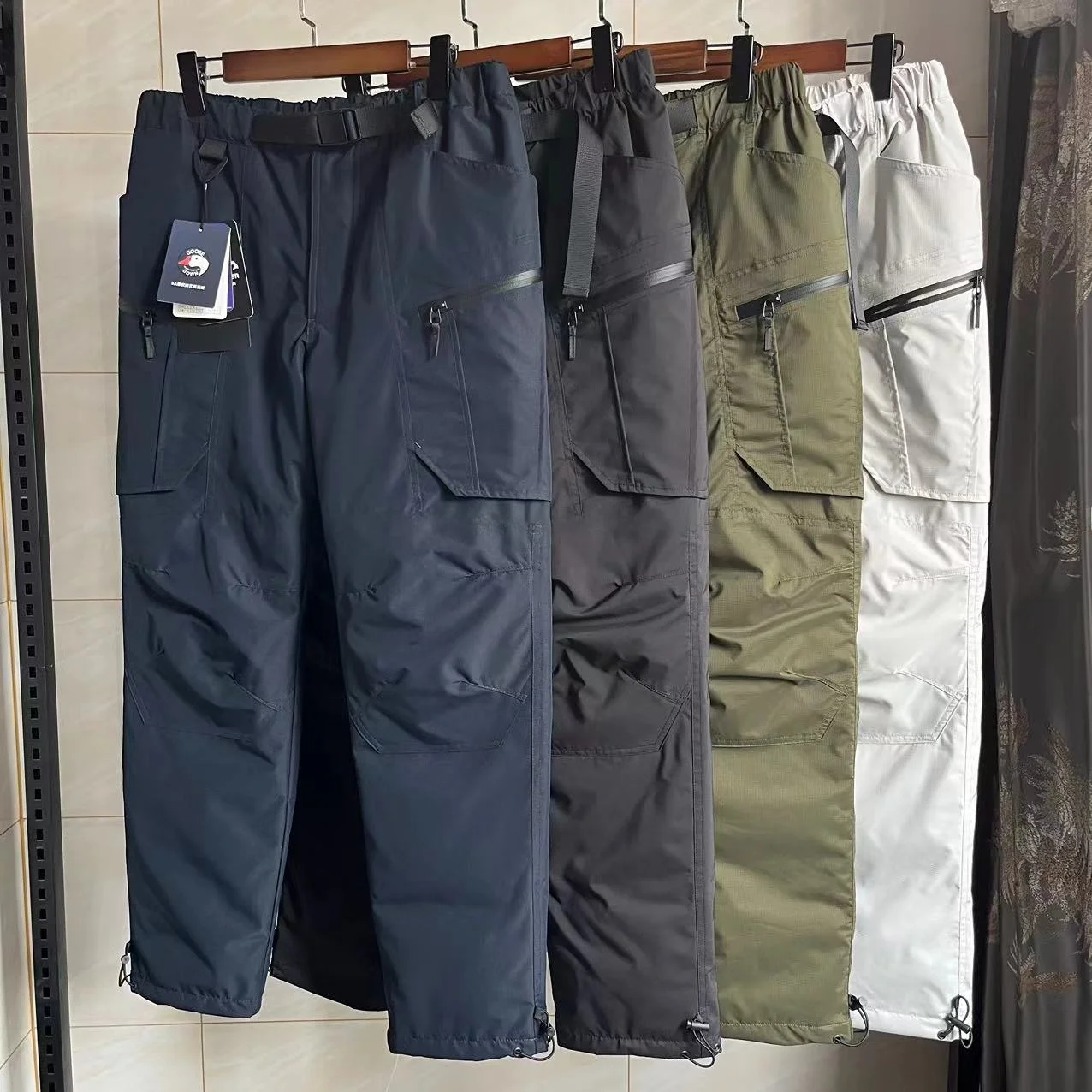 

Thiened down Tactical Work Pants Outdoor Windproof Waterproof Warm Youth Casual Long Pants Faion Urban Sle Pure Color