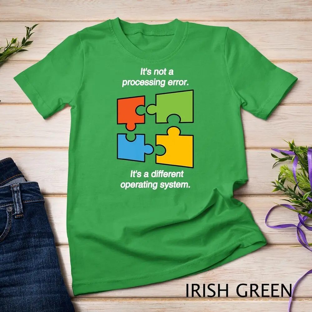 Divertente aprile autismo consapevolezza nastro puzzle sistema operativo t-shirt Unisex