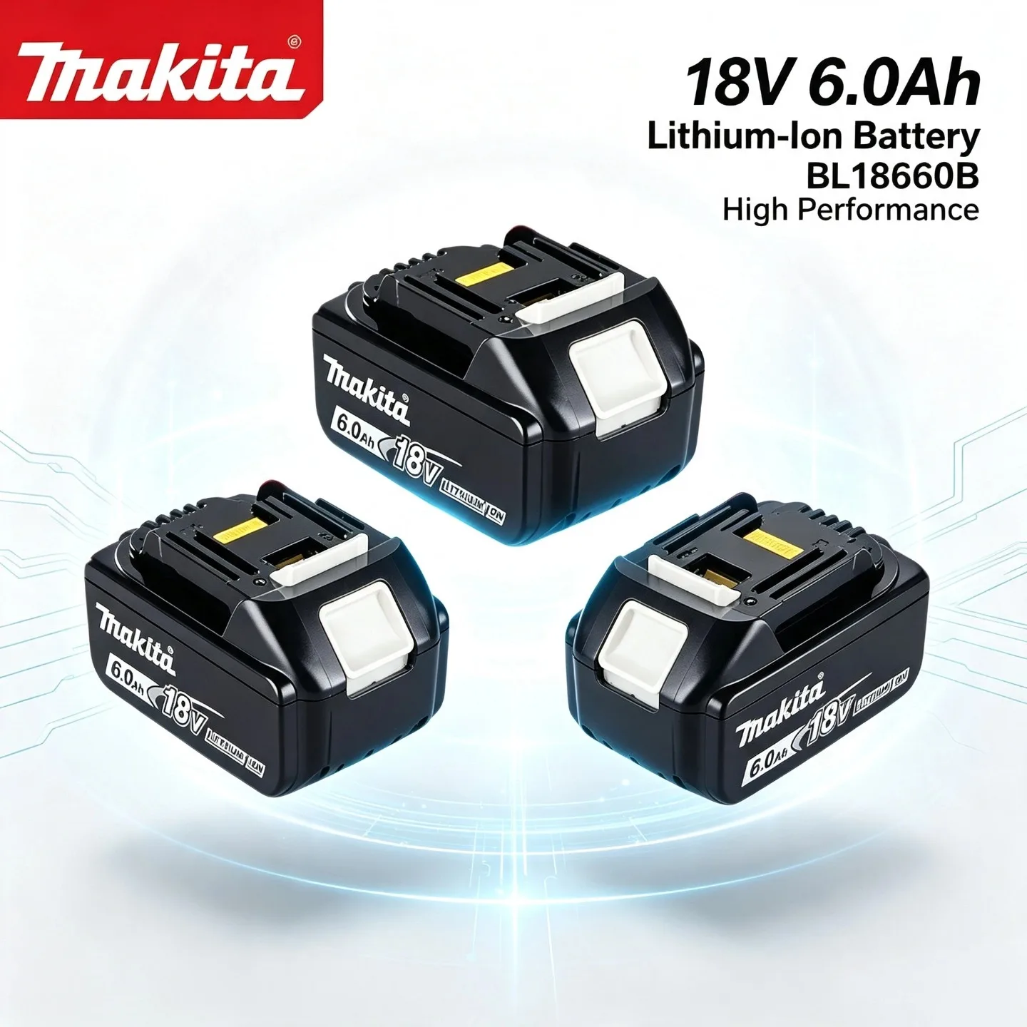 Original Makita 18V 6,0Ah Wiederaufladbarer Akku Kompatibel mit BL1830 BL1840 BL1850 BL1860B Lithium-Akkupack