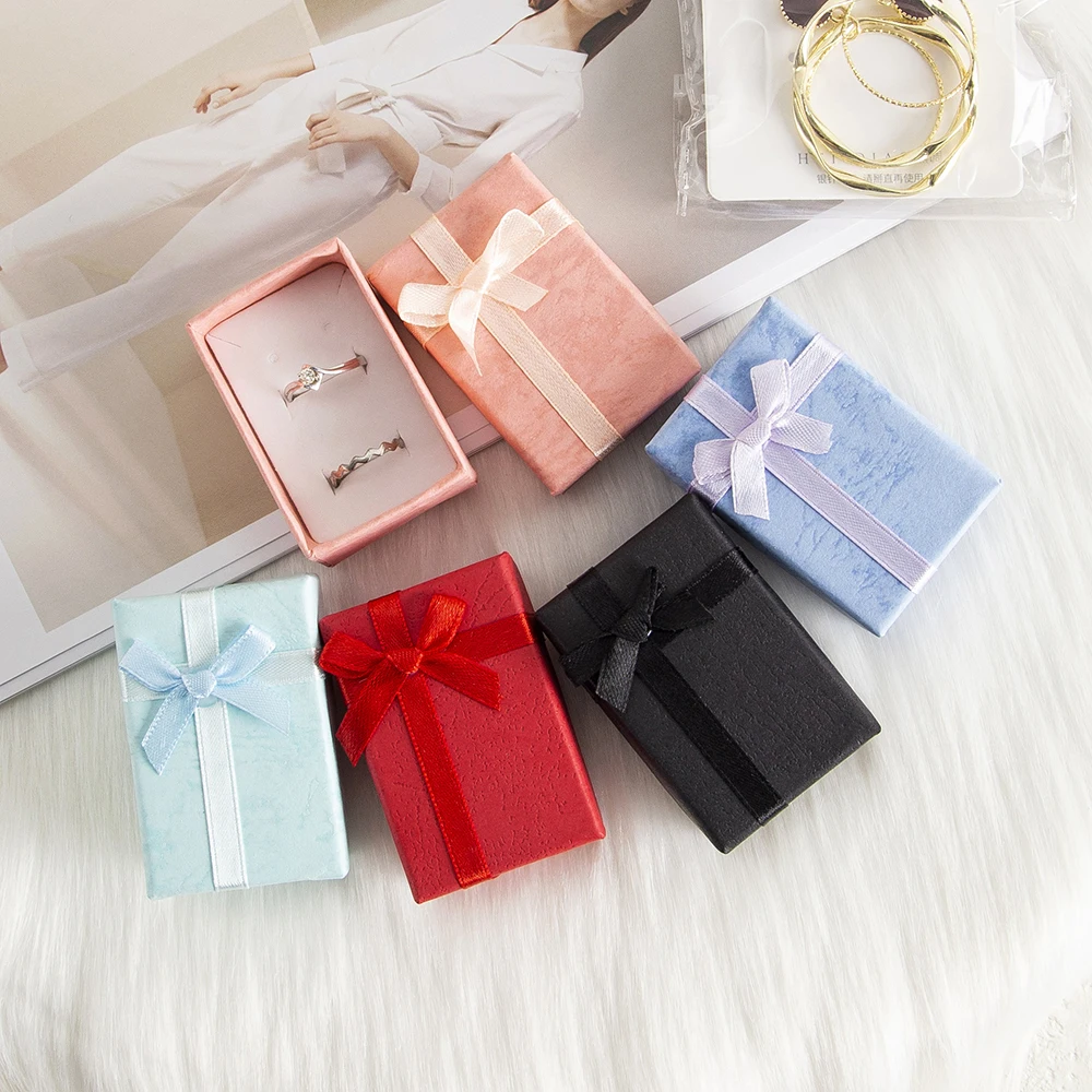 

10pcs Travel Organizer Box for Jewelry 4x6x2.5cm Earrings Necklace Ring Display Gift Packaging Storage Boxes Wedding Favors Case