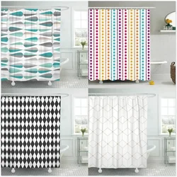 Creative Geometric Shower Curtain Set Mid Century Simple Line Graphics Abstract Art Bathroom decor Polyester Fabric Bath Curtain