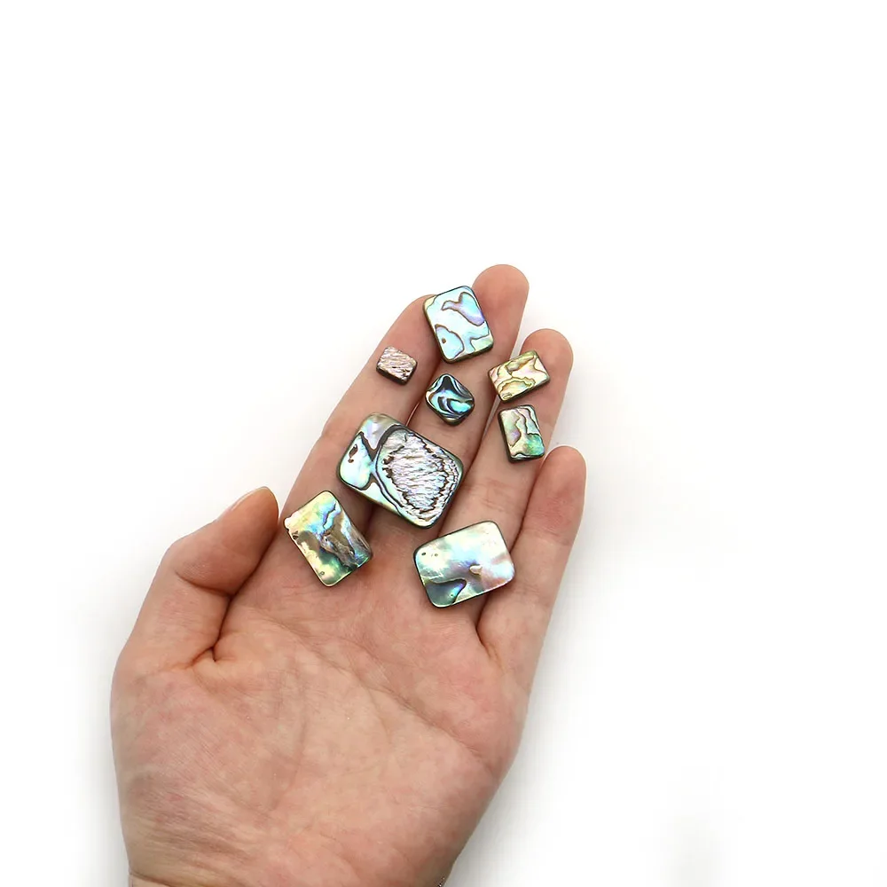 Geometric Rectangular Iridescent Abalone Shell Polished Flat Beads Straight Holes Loose Beads DIY Creative Jewelry Accessories