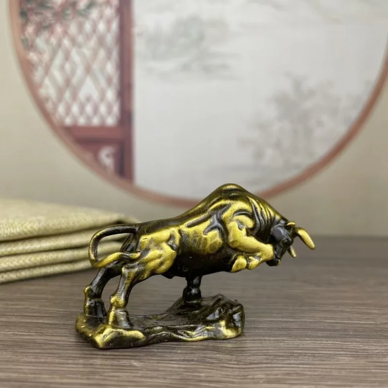 Antiqued zodiac desktop ornament, with a powerful aura, collectible antique brass bull