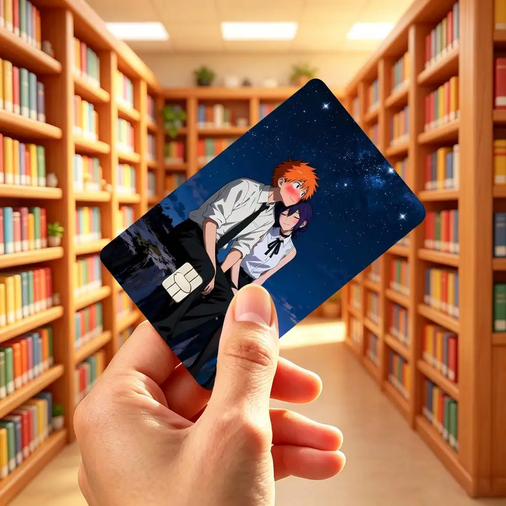 Hot Anime CP Denji-Reze Credit Card HD Stickers Small Chip Waterproof Sticker Game Card Decal Gift