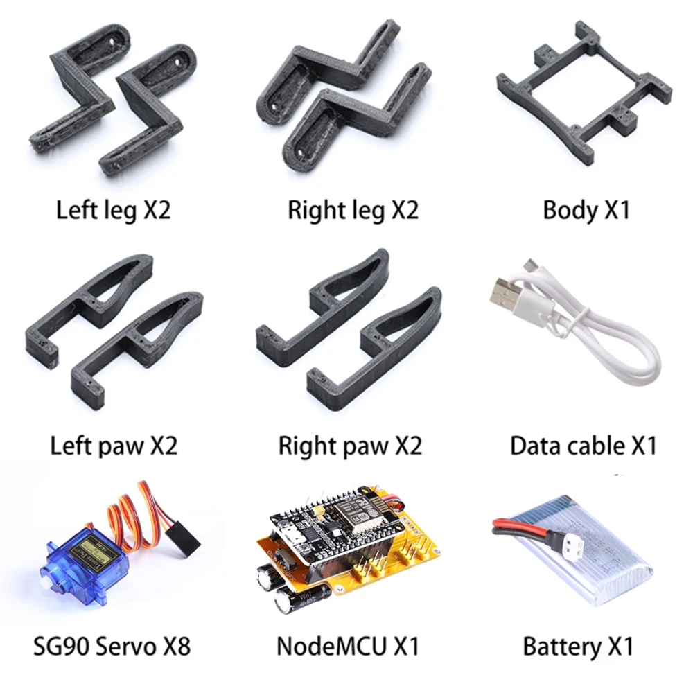 8-DOF Spider Robot Arduino DIY Kit Bionic Quadruped Edu-Robot Maker Open Source Project WIFI Wireless Control STEM Program Toys