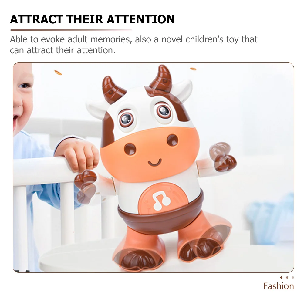 Cute Cow Shaped Dancing Robot Toy for Kids Light Sound Wear Resistant Fun Electric Plaything
