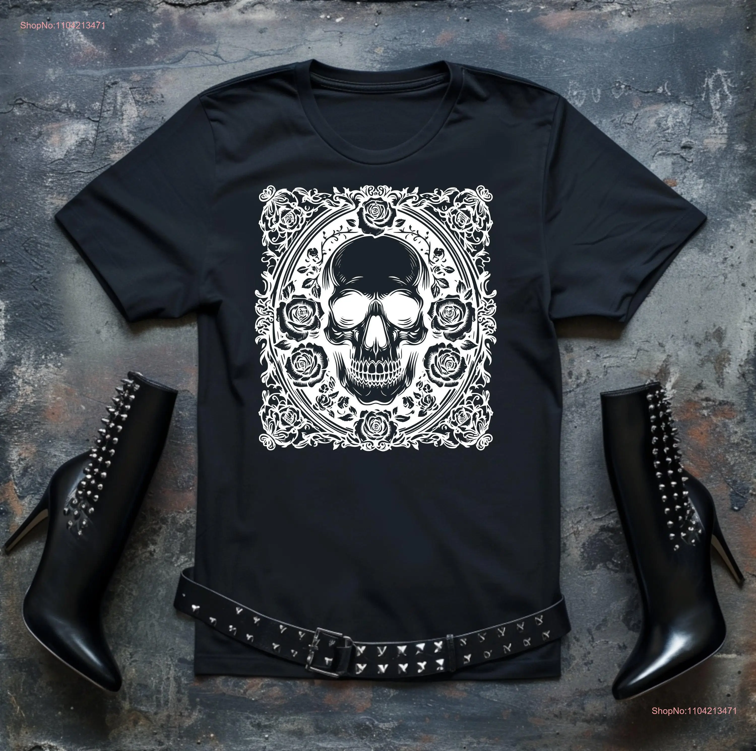 Decorative Damask Skull  Softstyle T Shirt Victorian Gothic Alternative Clothes Punk Grunge Emo Clothing