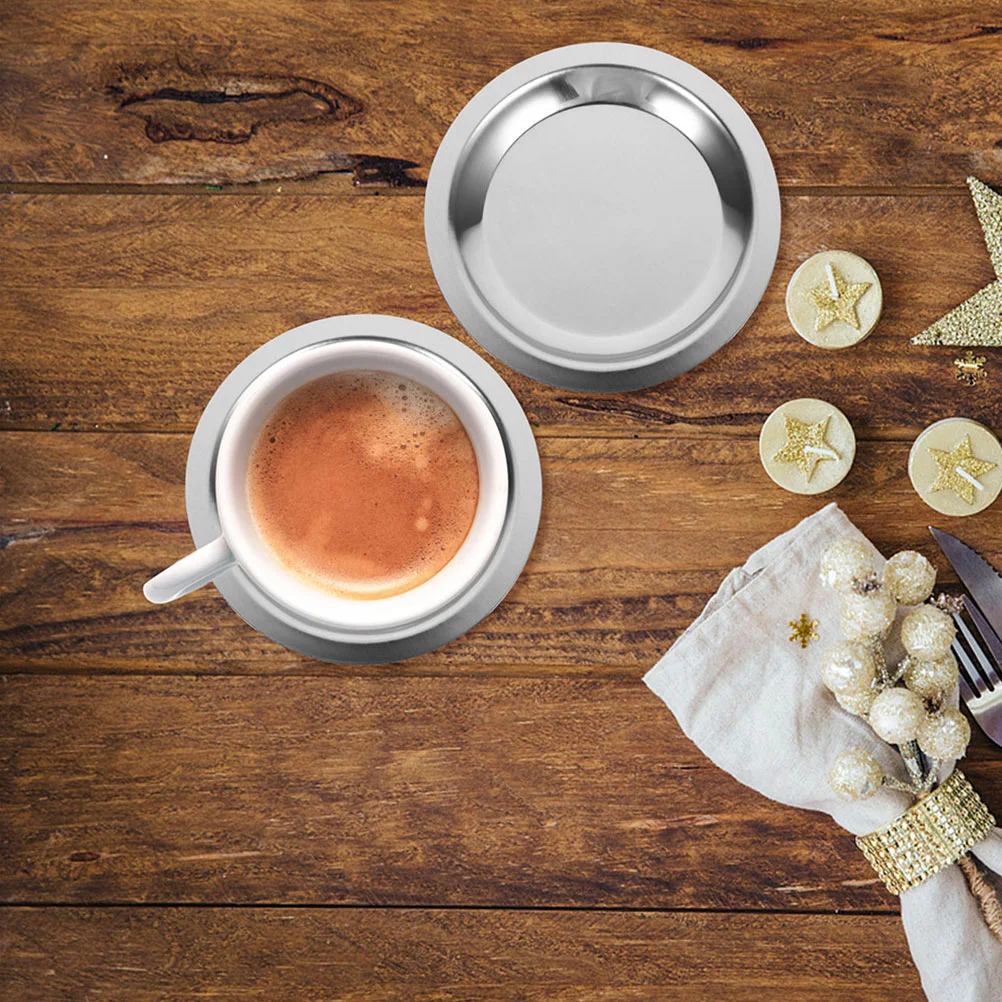 Posavasos multifunción para botella de hogar, bandeja de joyería de Metal, almohadilla lavable de vidrio, posavasos de oficina de taza de acero inoxidable, 5 uds.