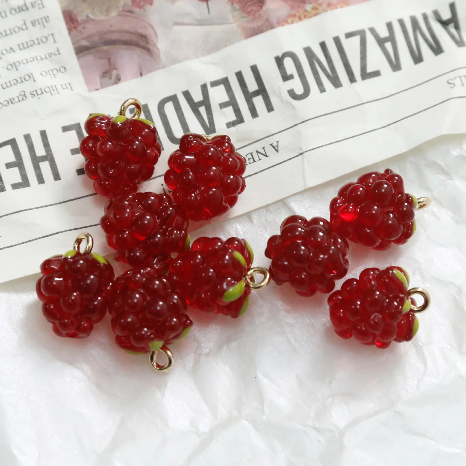 2 PCs 3D Fruit Charms Grape Fruit Gold Color Resin Pendant For Earring Bracelet Necklace Jewelry Making Findings 15mm x 11mm