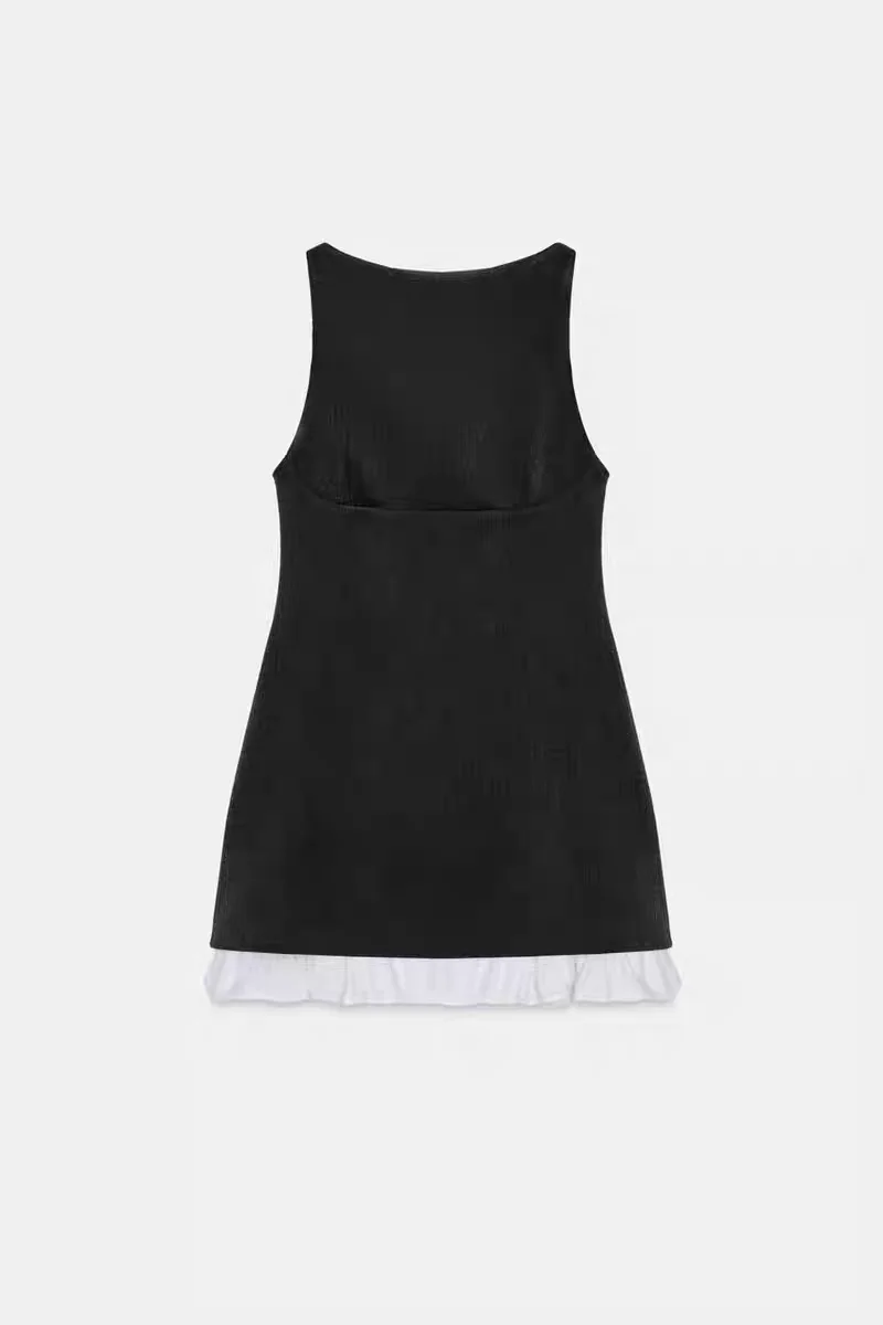 Novo 2025 feminino faion redondo ne scvel ort dr em camadas decoração casual cintura alta poliéster verão colete dr