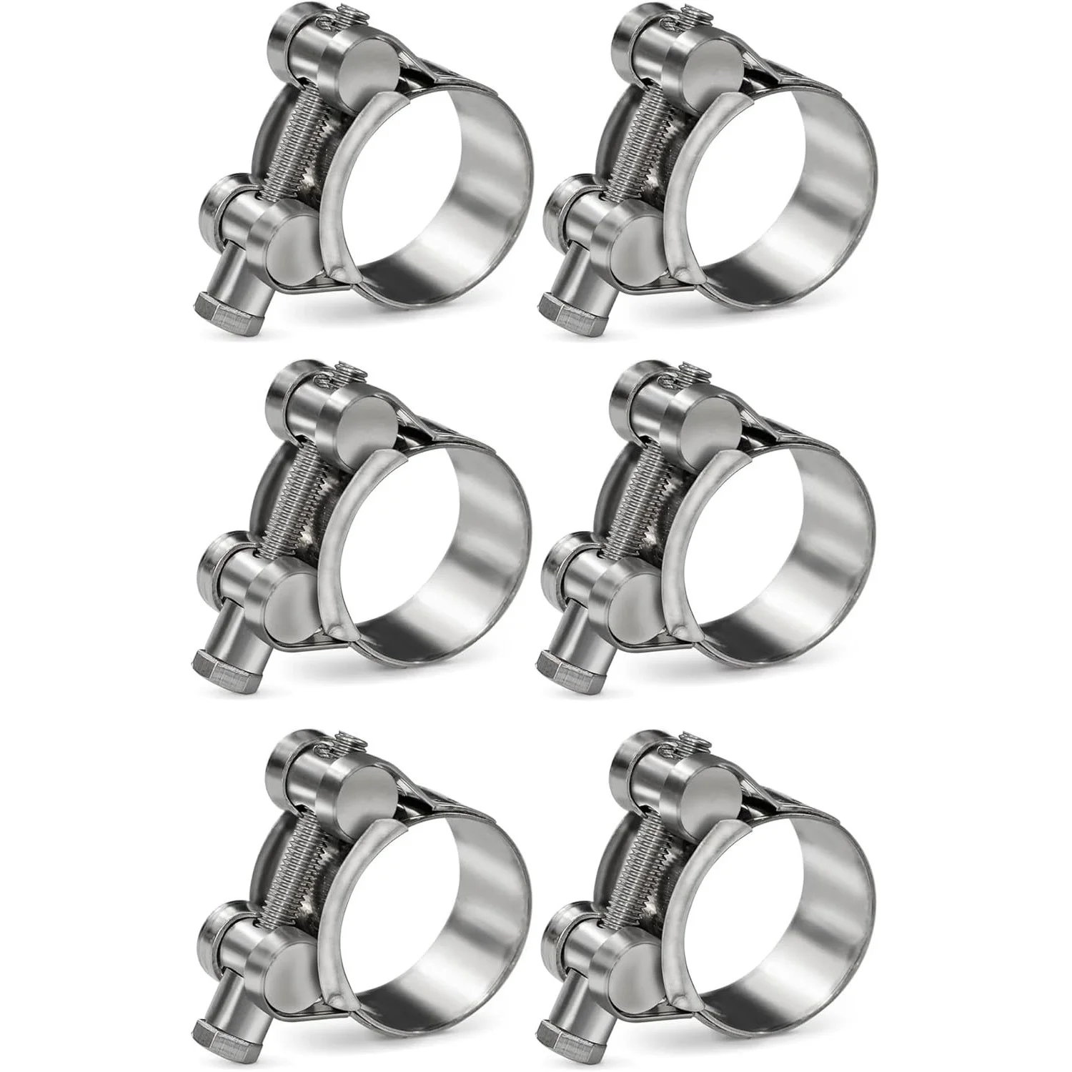 6PCS Hose Clamp 304 Stainless Steel Exhaust Clamp 17-174mm T Bolt Heavy Duty Turbo Intercooler Welding Adjustable Pipe Tube Clip