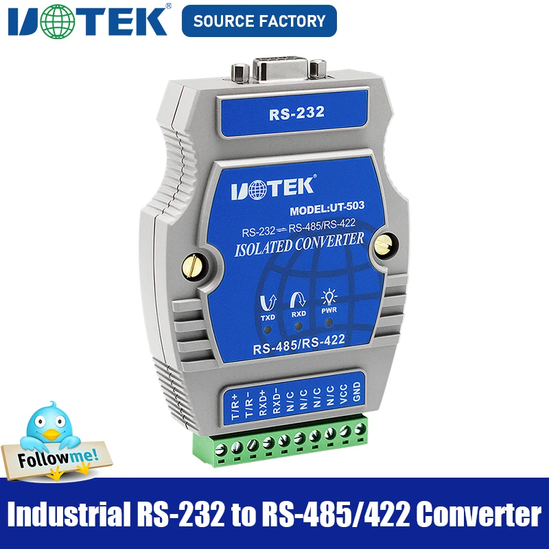 Discount Industrial RS-232 to RS-485 RS-422 Converter DB9 RS232 to RS485 RS422 Adapter RS 232 485 422 Connector Isolation UT-503