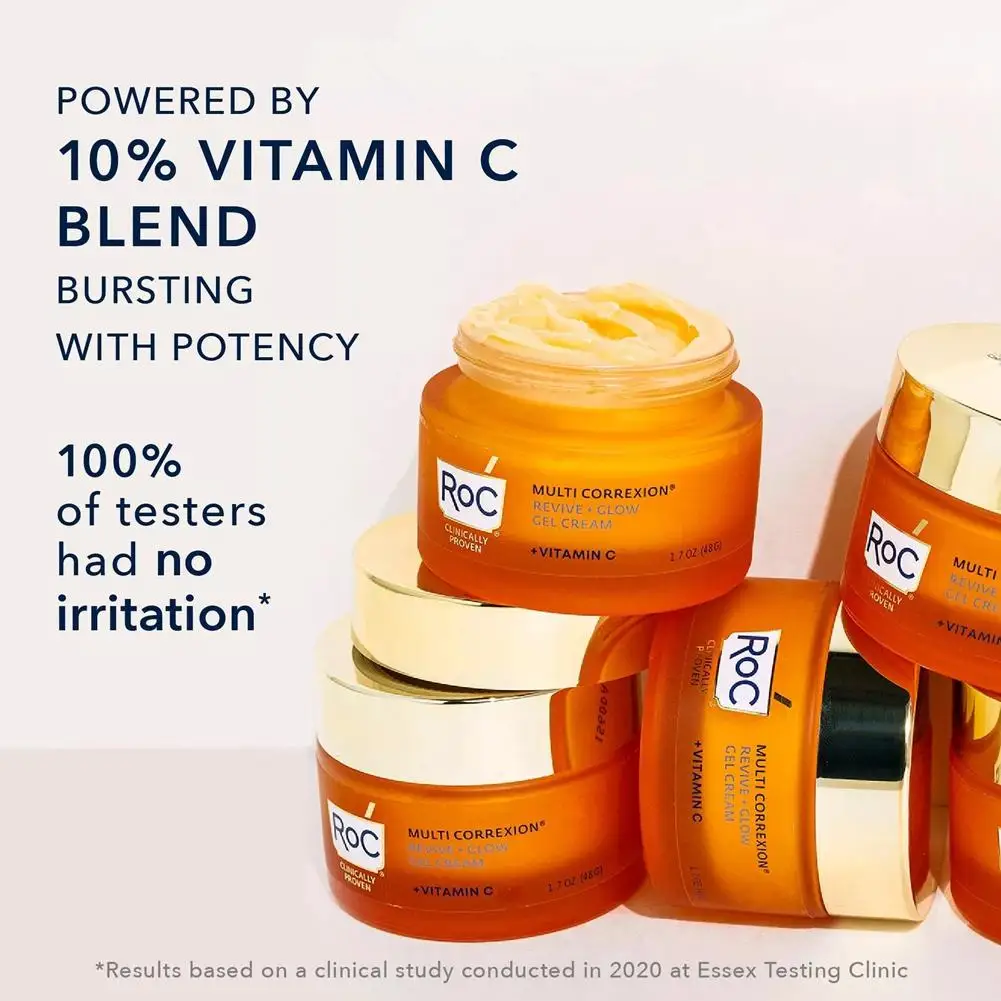 ROC فيتامين C كريم وجه تبييض طويل الأمد ترطيب تحسين الخطوط الدقيقة البشرة الباهتة كريم حمض الهيالورونيك العناية بالبشرة