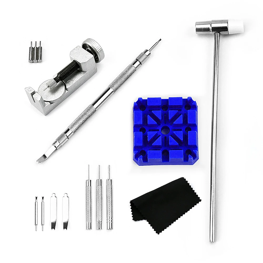 15pcs in 1 Watch Repair Tool Kit Strap Change Tool Strap Holder Base Mechanical Watch Repair Tool Set