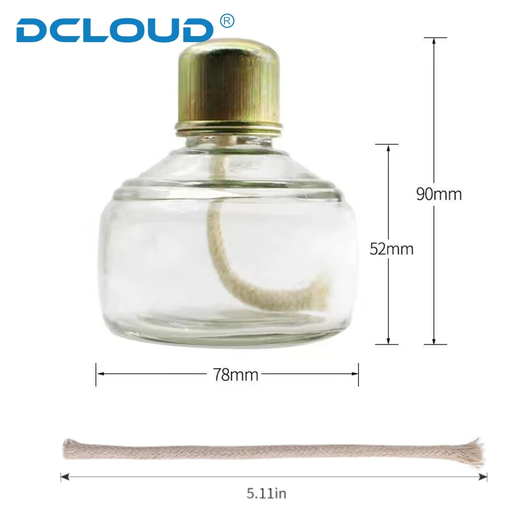 1Pc 120ml Dental Glass Alcohol Burner Lamp with Wick Metal Cap Glassware Thickening Heating Glassware Dentistry Lab Equipment