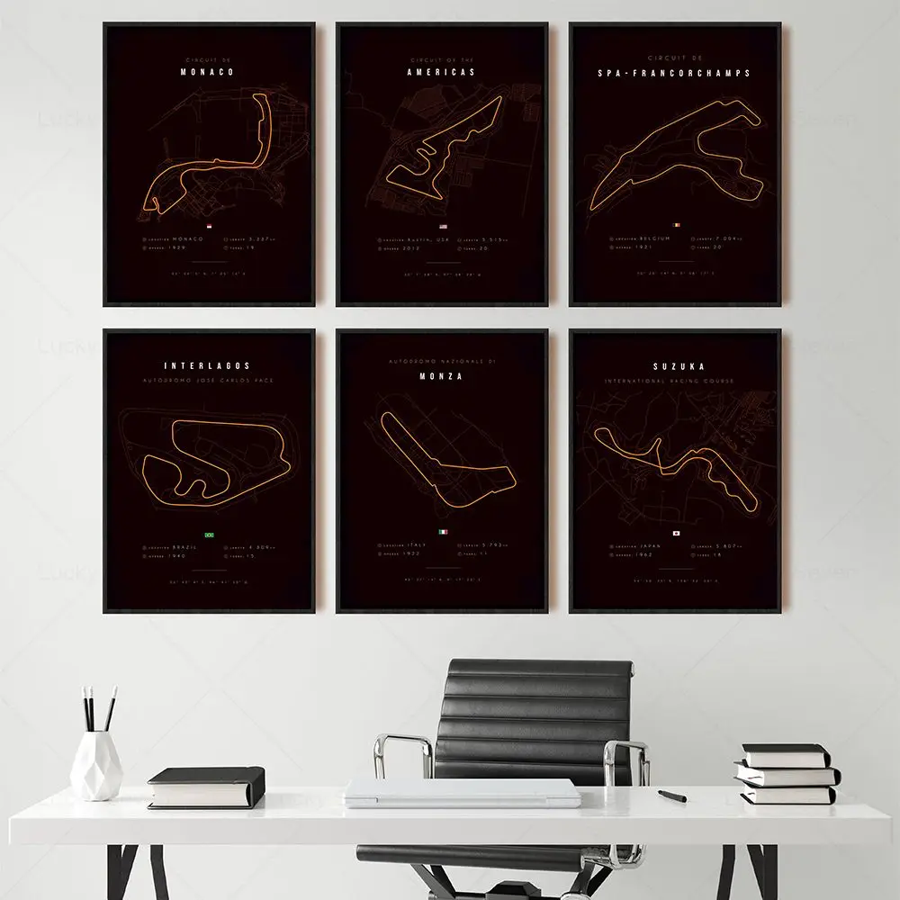 Formula 1 Imola Suzuka Monaco Track Circuit Canvas Painting F1 Wall Art Nordic Poster Motorsport Race Posters Picture Home Decor