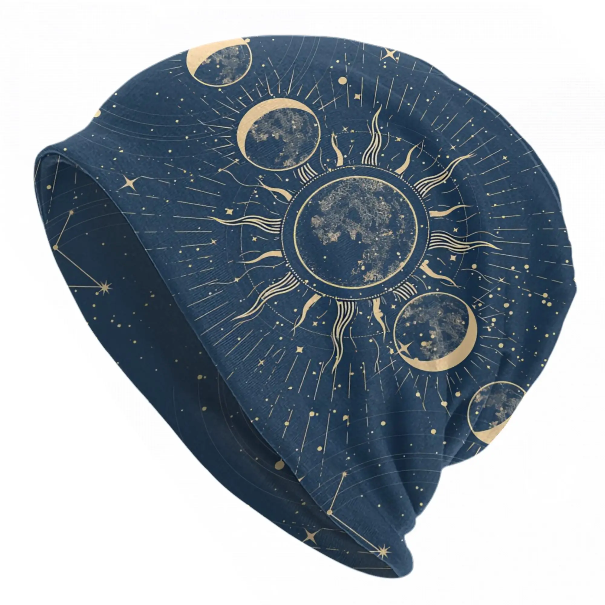 Sun and Moon Bonnet Hats Vintage Outdoor Mysterious Star Skullies Beanies Hats Men's Women's Spring Head Wrap Cap