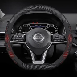 For Nissan Qashqai J11 J10 Leaf X-Trail Tiida Sentra Teana Note Juke Carbon fiber Suede Car Steering Wheel Cover Accessories