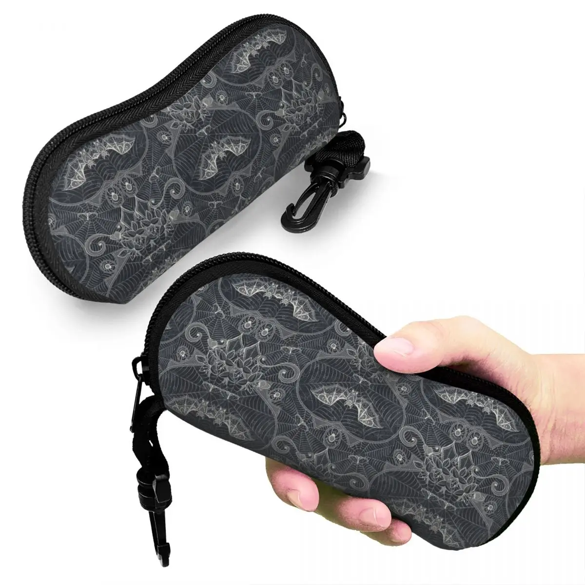 Customized Halloween Witch Bats Eyeglass Glasses Case Men Women Soft Gothic Halloween Lace Sunglasses Protective Box