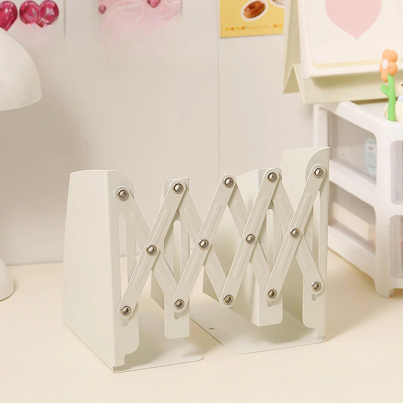 Desktop Bookshelf Iron Thickened Telescopic Book Stand with Pen Holder Bookshelf Student Desktop Fixed Storage Book Stand