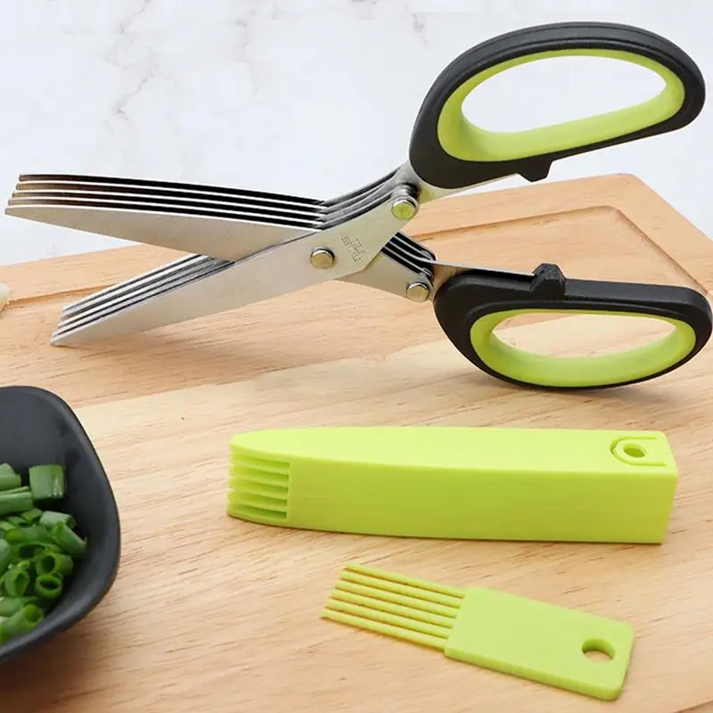 Stainless Steel Multi-Layer Scissors 5 Layers Stainless Cutting Shears With Safety Cover Meat Shears For Cutting Meat Slicer