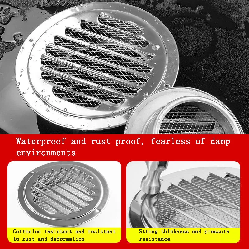 Capot plat épais en acier inoxydable, protection contre la pluie, sortie d'air murale externe respirante, hotte de gamme accessible et pare-vent, 201