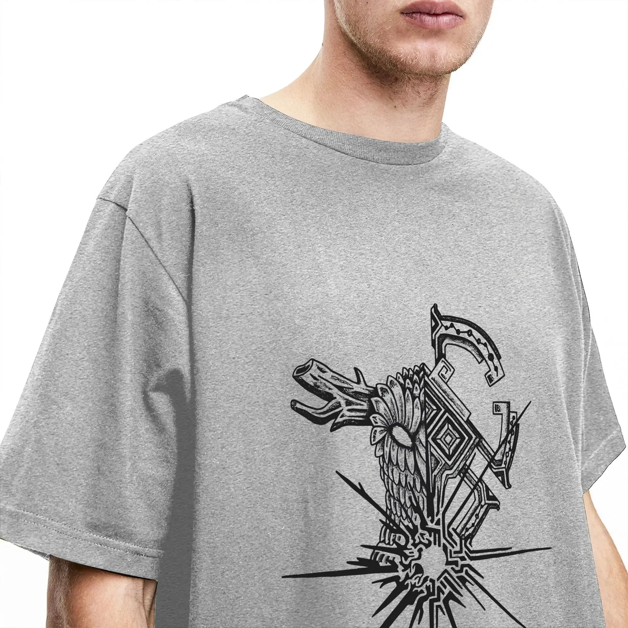 Priting Outer Wilds Tattoo Indie Space Game Minimalistische T-Shirts für Männer und Frauen, 100 % Baumwolle, kurzärmelig, Rundhalsausschnitt, Sommerkleidung – Detail 2