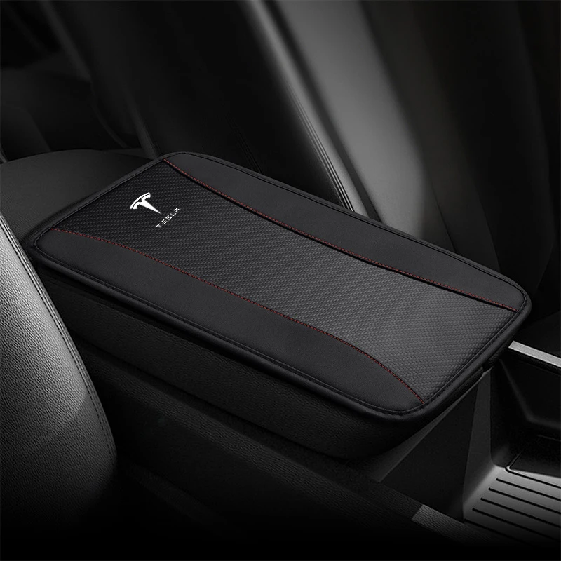 New Car Armrest Mat PU Leather Center Console Arm Rest Protection Cushion For Tesla Model 3 Model S X Model Y Roadster SpaceX