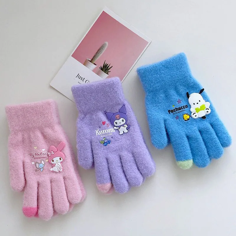 

For 3-9 years Kuromi children's gloves for winter My Melody anti-freezing warm suitable Five-fingered split-finger gloves