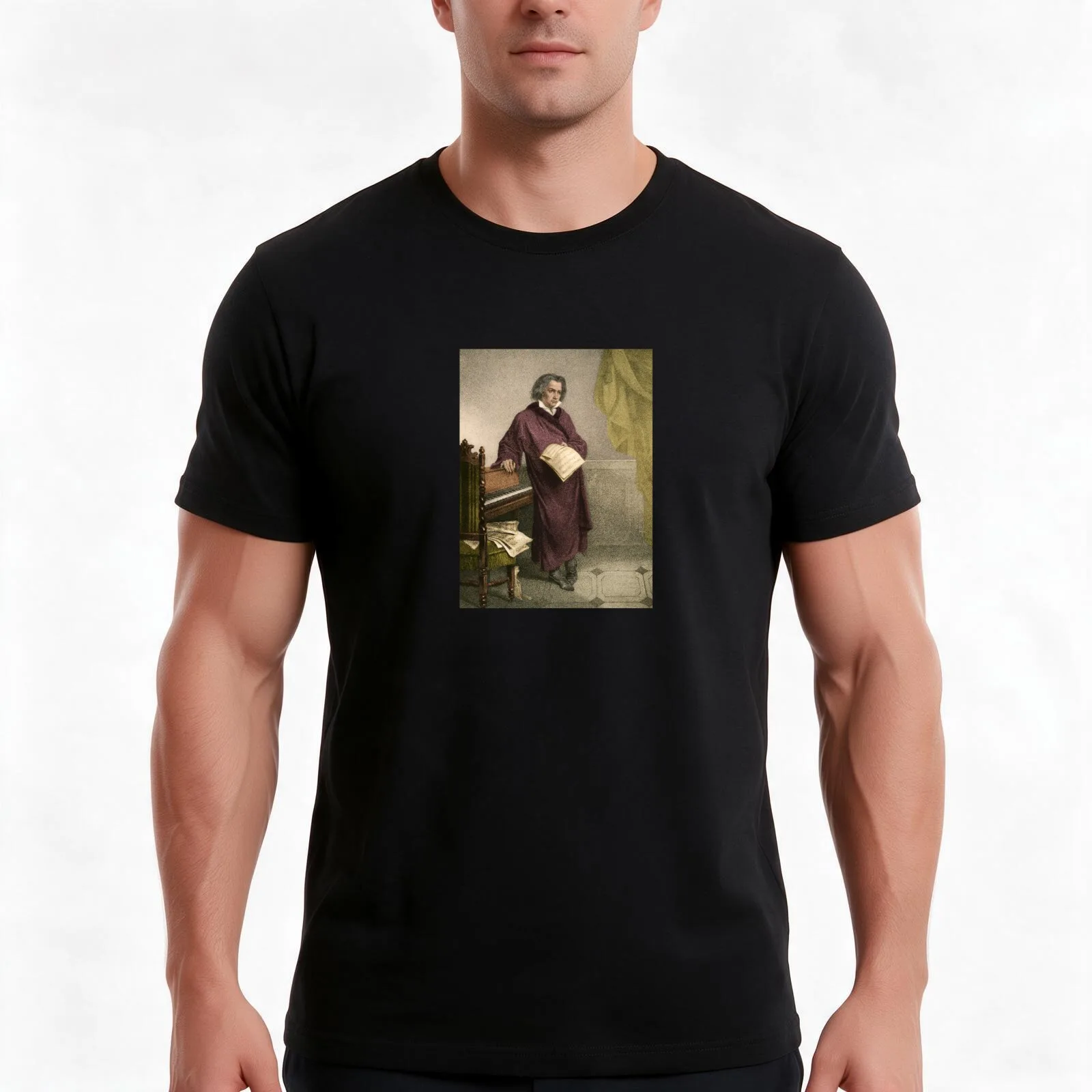 Ludwig van Beethoven, Composer, Classical Music T-Shirt, Summer Casual Cotton Tee, Oversized Streetwear Tops, Unisex Men Women