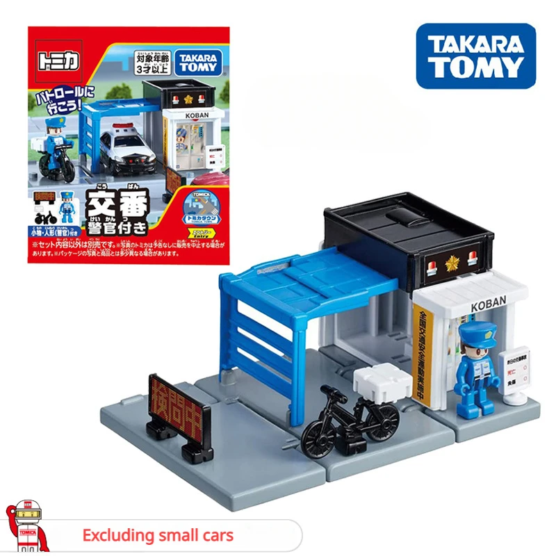 TAKARA TOMY Tomica-Juego de escena de riel de la serie Small Town, accesorios universales, vehículo fundido a presión, modelo de Metal, versión de coches de aleación, Juguetes