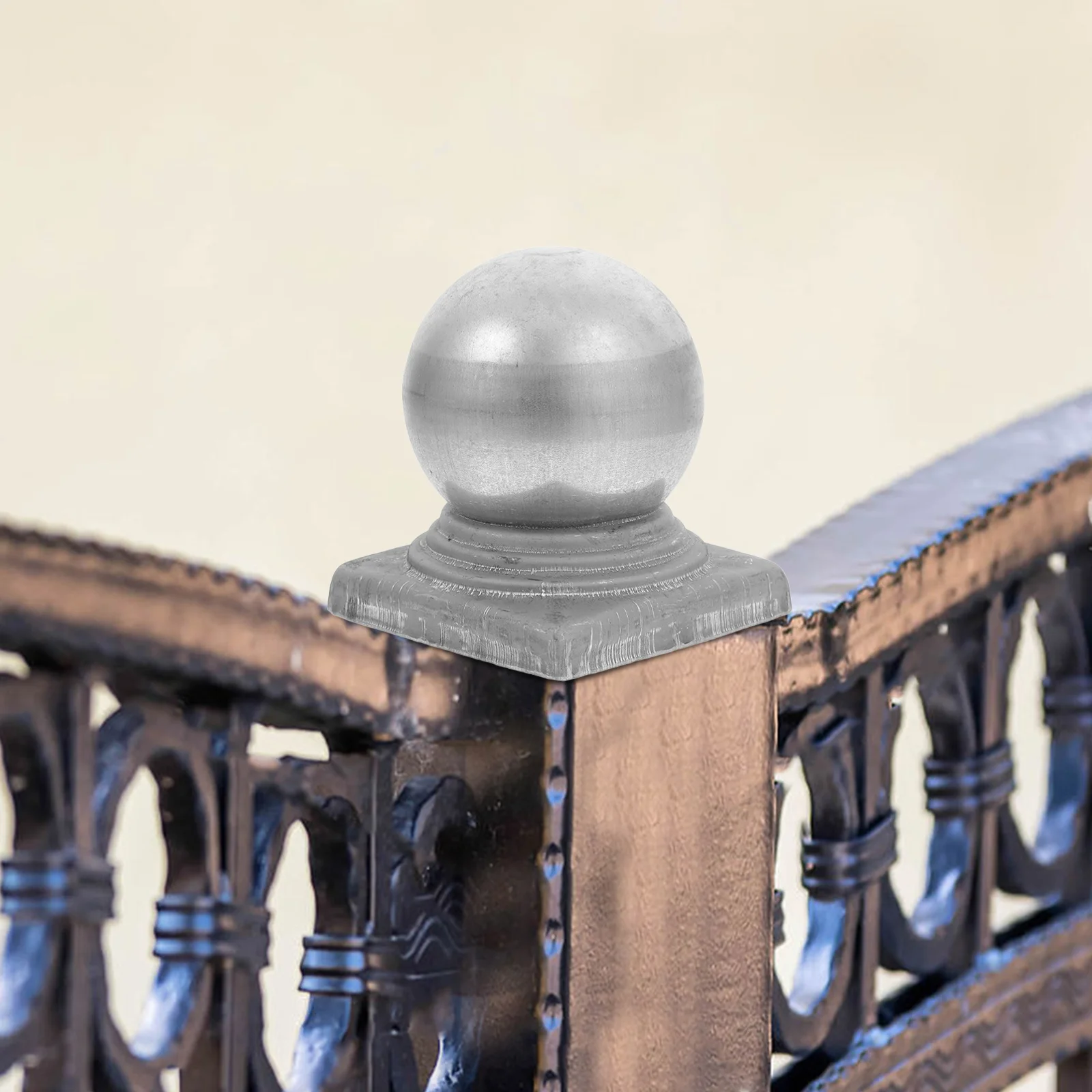 

Metal Fence Post Cap Ball Shaped Decorative Fence Accessory Waterproof Outdoor Garden Finial Post Protector Cover