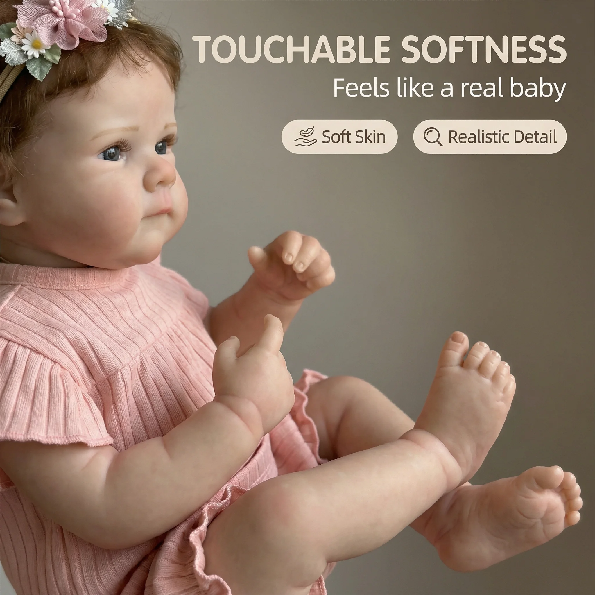 Bambola Reborn NPK Sofr da 18 Pollici, Bambina in Vinile Fatta a Mano con Pelle 3D e Vene Visibili, Bambola da Collezione Artistica per Regalo di Natale