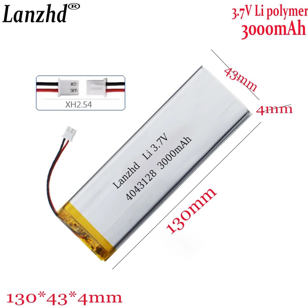 3.7V Li polymer lithium Battery 3000mAh with XH2.54 4043128 Bluetooth wireless Mechanical keyboard Battery with protection