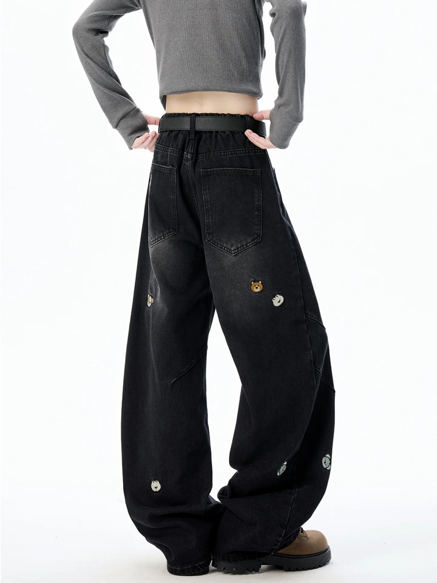 

Мужские джинсы American Sle Embroidered Knife с широкими штанинами, свободного кроя, прямые, повседневные, осенне-зимние, модные