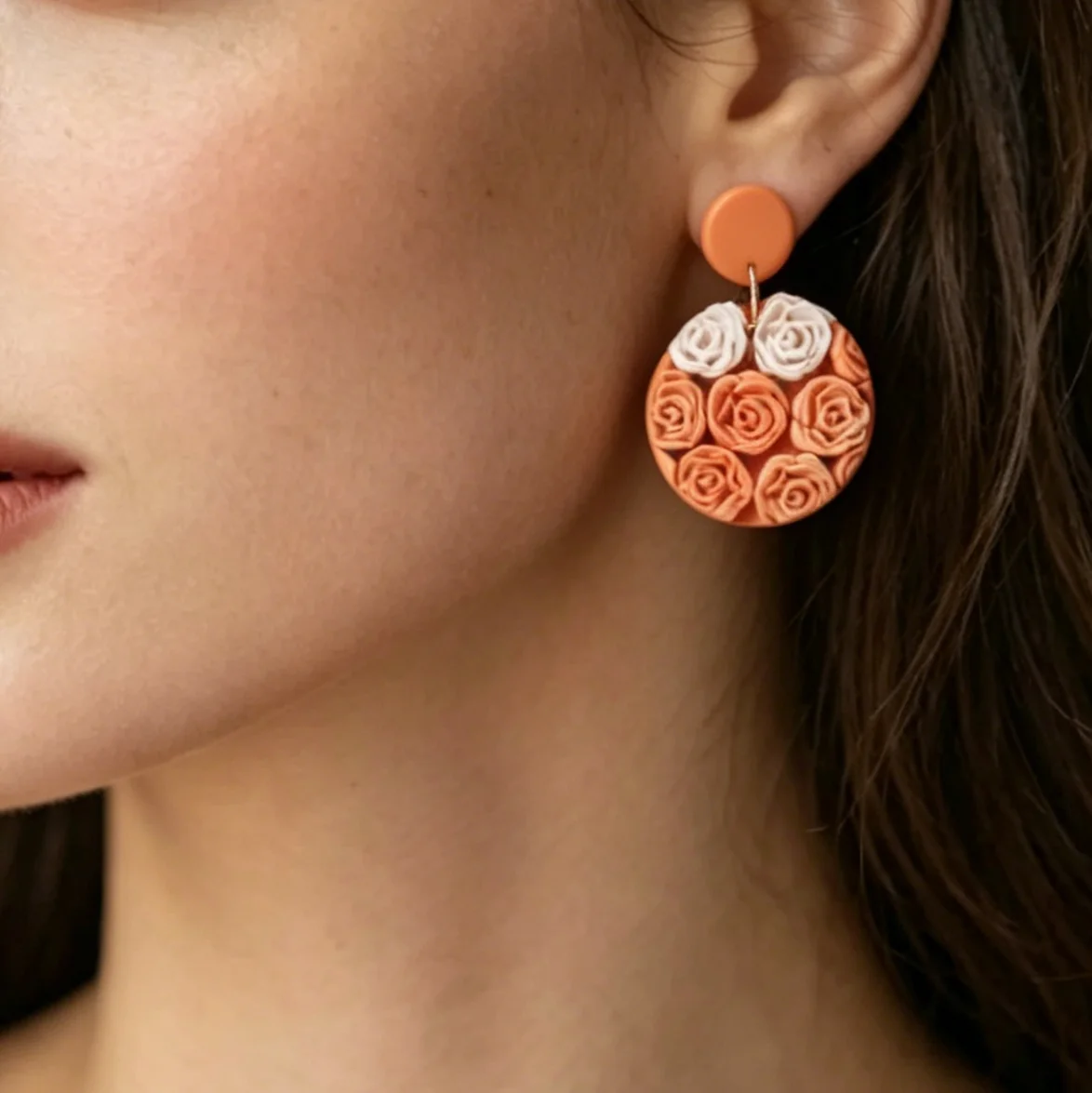 Juego de Aretes de Arcilla Polimérica con Diseño Floral Elegante Vintage, Aretes de Joyería con Estampado Moldeado en Múltiples Formas para Mujer