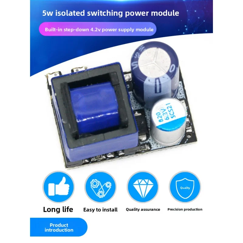 5W Isolated Switch Power Supply Module, AC Input, Dual Output 5V 1000MA & 12V 450MA