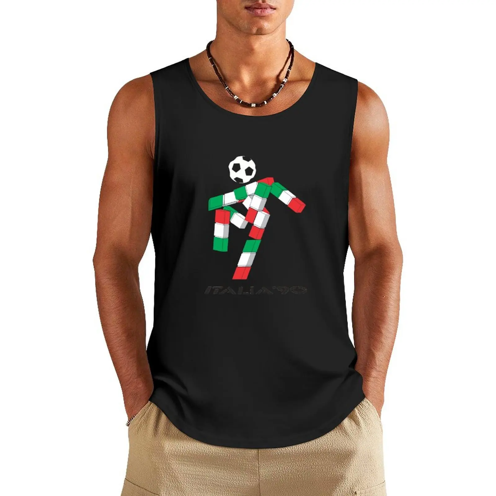 

Italia 90 Footballer Logo Tank Top bodybuilding men Gym clothes sleeveless Men's t-shirts