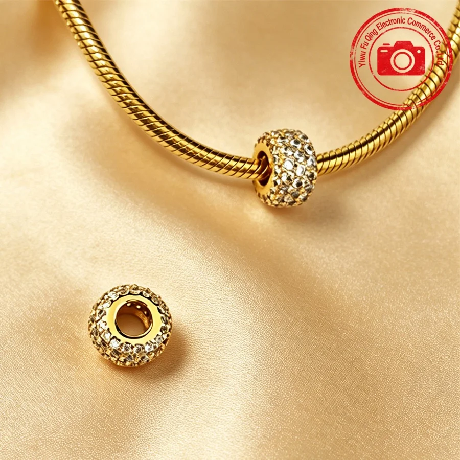Bestseller Goldene Anhänger DIY Schmuckgeschenke Handgeschriebener Liebesbrief mit Amorherz Rosa Runde Clip-Perlen Passend für Original-Armbänder