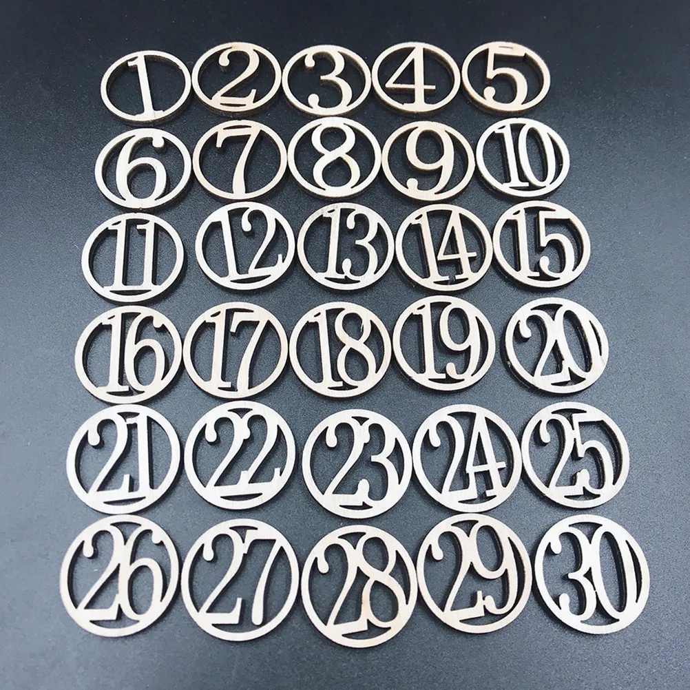 Wooden Number Chips 1-30 for Preschool Learning, Counting & Visual Matching Educational Toy