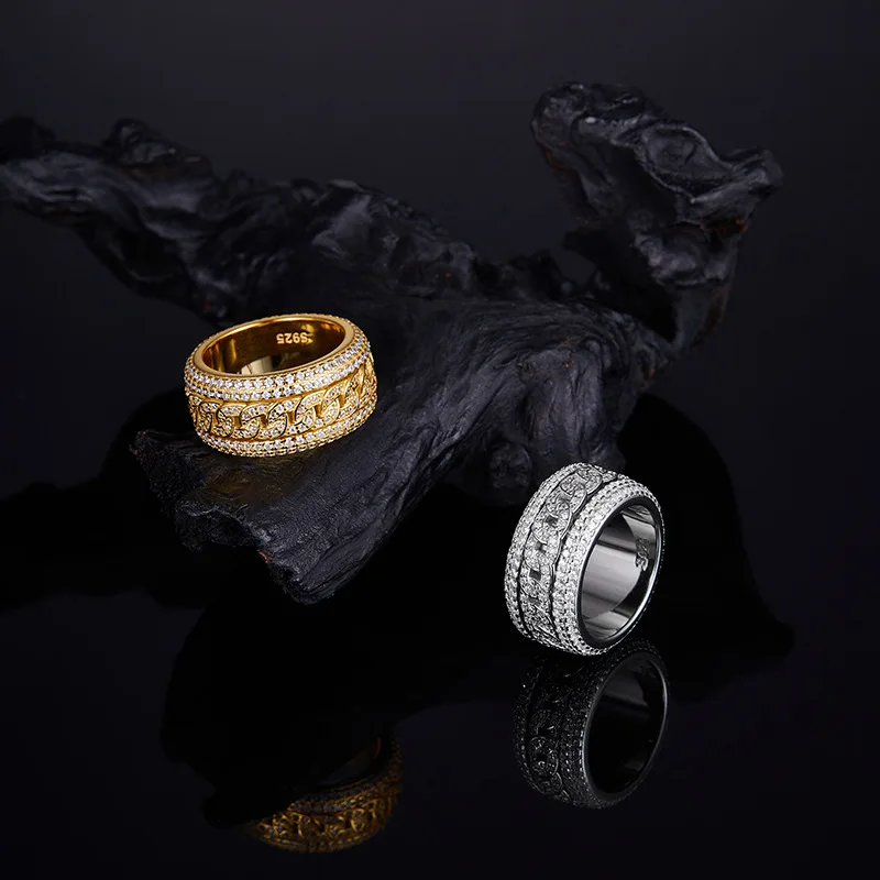 A fashionable and luxurious D-color full moissanite men's and women's ring, imported moissanite, 925 silver plated with white go